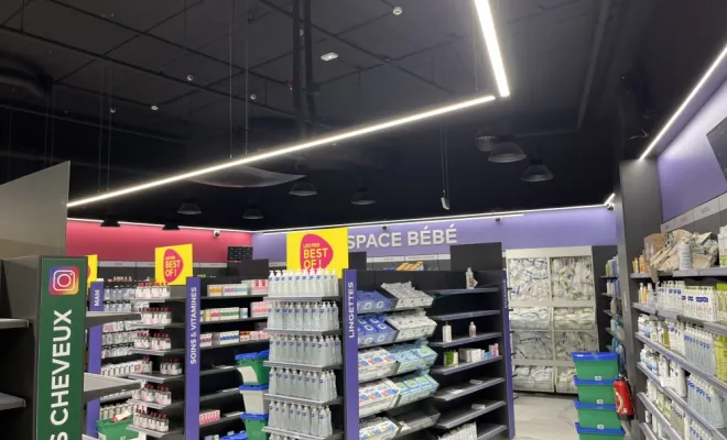 éclairage rayons pharmacie
